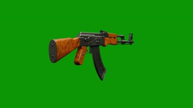 yeşil modern askeri tüfek yeşil arka planda izole