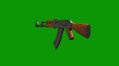 Yeşil bir askeri tüfek.