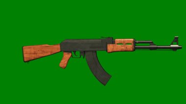 Yeşil arka planda izole edilmiş tüfekli bir tüfek..