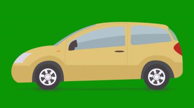 yeşil araba simgesi, izometrik 3 boyutlu