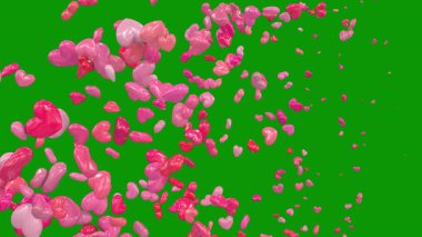 3 boyutlu pembe ve beyaz kalpler.