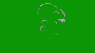 Yeşil arka planda beyaz bir dumanın 3 boyutlu yansıması