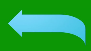 Ok işareti. Vektör. Mavi arkaplanda yumuşak gölgesi olan yeşil simge.