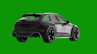 Araba yeşili arka planda izole edilmiş. 3D görüntüleme - illüstrasyon