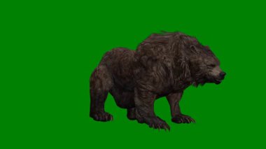 Yeşil arka planda yeşil bir kurdun 3 boyutlu tasviri