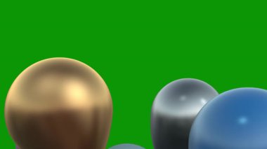 Kırmızı arka planda yeşil balonlar ve mesaj için yer var. Şenlik arka planı. 3d resimleme.