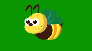 Yeşil gözlü şirin arı ve çizgi film çizimi