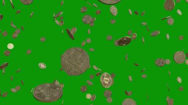 Yeşil arkaplana düşen paralar.