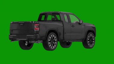 Siyah arka planda yeşil kamyonet.