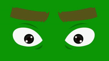 Kocaman gözleri ve kocaman gözleri olan bir canavarın yeşil gözleri. vektör illüstrasyonu