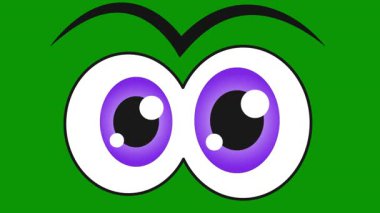 Çizgi film gözlü yeşil gözler. vektör illüstrasyonu.