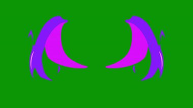 Mor arkaplanda izole edilmiş yeşil bir projenin 3 boyutlu görüntülenmesi.