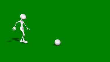 Yeşil arka planda yeşil futbolcu. 3 Boyutlu Hazırlama