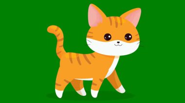 Yeşil arka planda sevimli bir kedi.