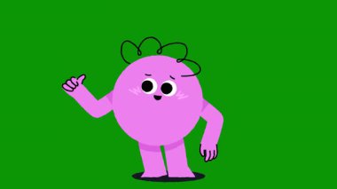 Yeşil arka planı olan sevimli bir canavarın çizgi film çizimi.