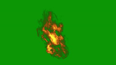 Siyah arka planda yeşil alev. Ateş alevleri.