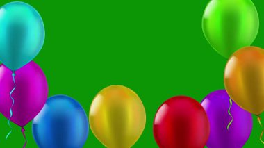 Beyaz üzerine izole edilmiş yeşil ve kırmızı balonlar.