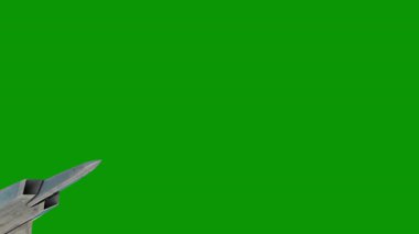 Askeri savaş uçağı yeşil renkte. 3 boyutlu resimleme.