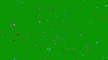 Kırmızı konfetiyle yeşil arka plan. Tatil geçmişi. Vektör çizimi. Noel ve Yeni Yıl.