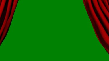 Yeşil arkaplanlı kadife perde, 3 boyutlu..