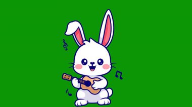 Gitarlı sevimli tavşan.