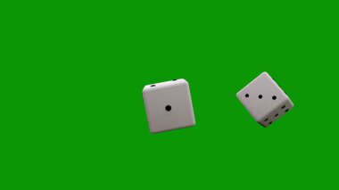 Yeşil arkaplanda bir zarın 3 boyutlu çizimi