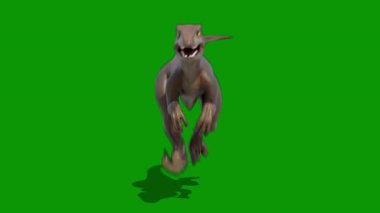 Koyu arkaplandaki sevimli yeşil canavarın üç boyutlu resmi.