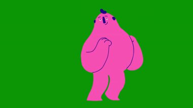 Büyük yeşil burunlu, şişman, yakışıklı bir adamın çizgi film çizimi..