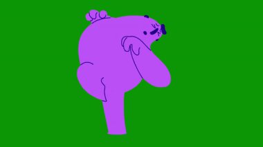 yeşil renkli siluet, uzun saçları ve büyük bir gülümsemesi olan komik genç bir canavarın.