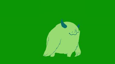 Yeşil arka planda sevimli yeşil canavar.