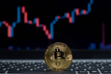 Arkaplanda pazar haritası olan Bitcoin Kripto Para Ticareti ve Teknoloji Finansmanı 'nı sembolize ediyor. Kripto döviz ticareti, dijital finans ve teknoloji güdümlü pazarların çizimi