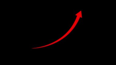 Çift ok animasyonu, başarı konsepti, çizgi ok illüstrasyonu, strateji ve performans görselleştirmesi ile kurumsal iş büyüme grafiği siyah arkaplan 4K Video