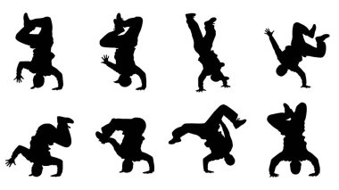 Siyah Katı Kırılma Gücü Siluetleri Beyaz Arkaplanda 6 'lı set beyaz arka planda izole edildi.