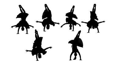 Siyah Katı Ters Dönen Omuz Döndürme Görüntü Kümesi Altı beyaz arka planda izole.