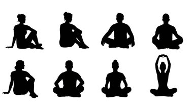 Siyah Katı Bale Stüdyosu, Beyaz Arkaplan 'daki 6 kişilik siluetler, beyaz arka planda izole edilmiş..