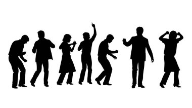 Siyah Katı Yel Değirmeni Dans Siluetleri Beyaz Arkaplanda 6 'lı setler beyaz arka planda izole.