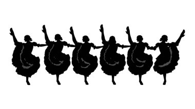 Beyaz Arkaplanda Altı Kişilik Siyah Katı Konserve Siluetleri beyaz arka planda izole.