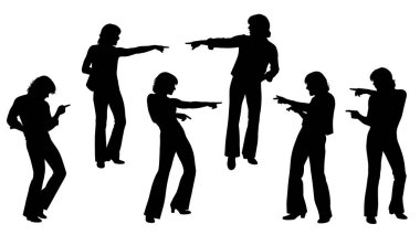 Siyah Katı Disko Noktası Siluetleri Beyaz Arkaplanda 6 'lı set sade beyaz arka planda izole.