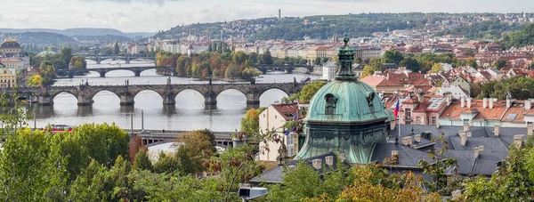 Charles Köprüsü ve Prag 'daki Vltava Nehri' ni kapsayan birden fazla tarihi köprü.
