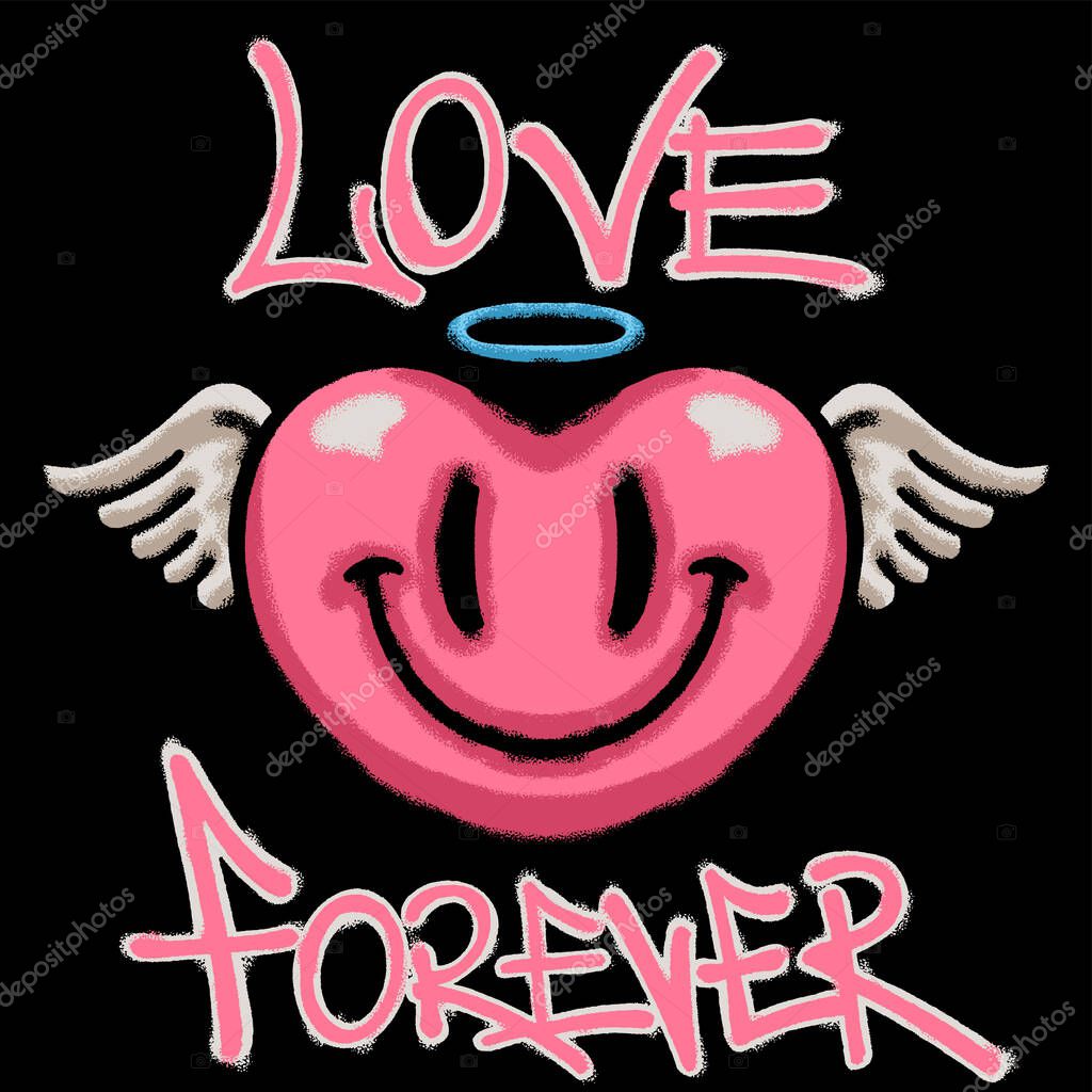 Heart with Wings and Smile Urban Streetwear Art