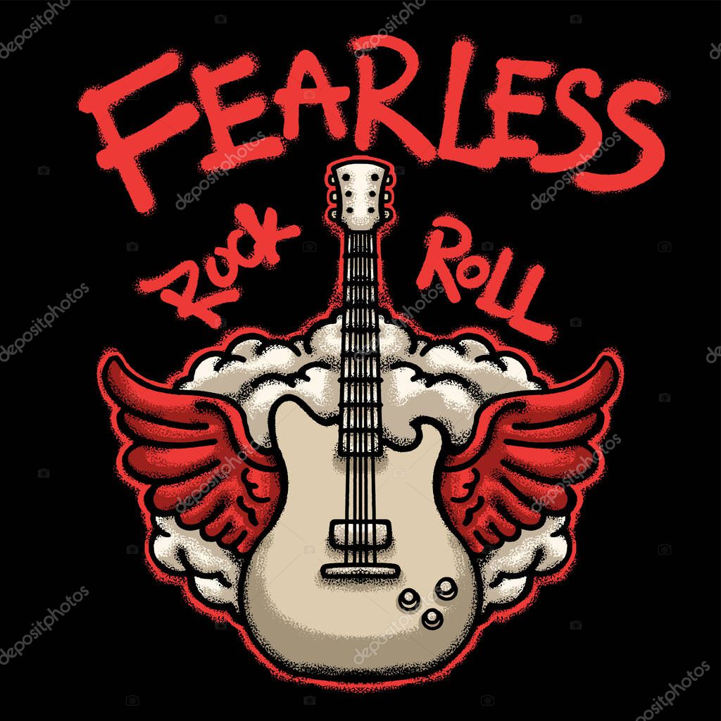 Guitar with Wings Urban Streetwear t shirt design