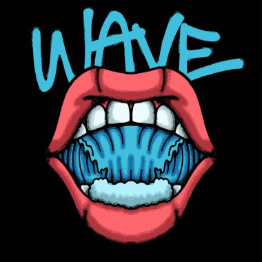 Sokak giysisi illüstrasyonu için Dalgalı Ağız