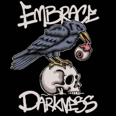 Kuzgun Kafatası ve Gözbebekleri Sokak Giyimi Sanatı