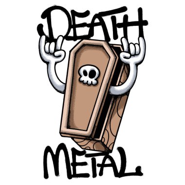 Death Metal Coffin el çizimi tişört çizimi