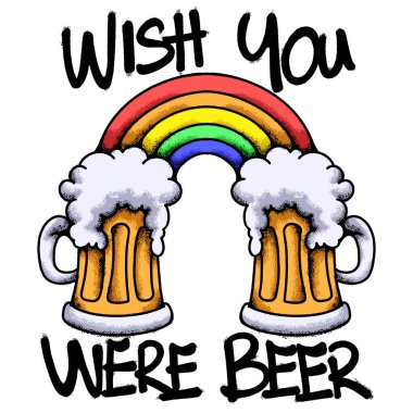 Gökkuşağı Birası el çizimi tişört illüstrasyonu