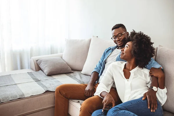 Young Family Couple Together Home Casual Young Woman Man Family — Stock Photo, Image