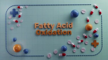 Yağlı asit oksitlenme başlığına saçılmış haplar, renkli tabletler ve kapsüller Pastel ızgaraya dizilmiş, cesur