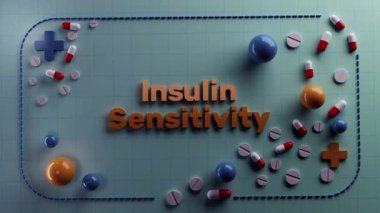 Diyabet ve metabolik sağlık tablosu, diyabetle ilgili vücut sağlığı işaretlerini gösteren eğitici grafik, insülin duyarlılığını ve metabolik işlevini vurgulayan ayrıntılı tıbbi diyagram