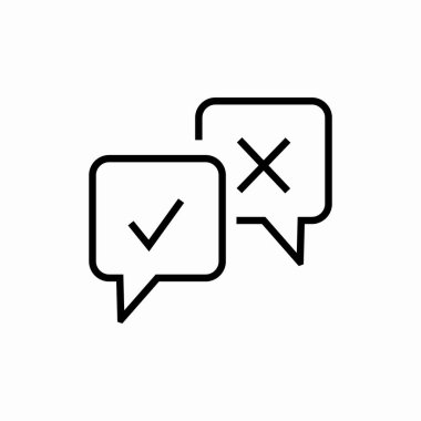 konuşma balonu kontrol işareti çapraz işaret vektörü