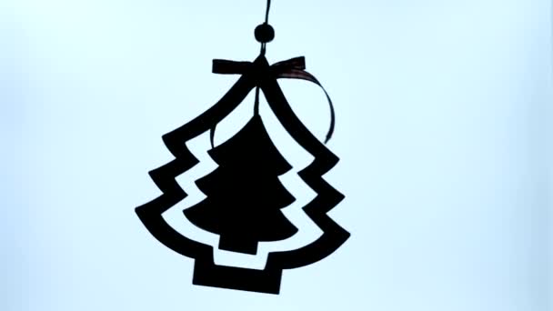 Kerstboom pictogram silhouet op witte achtergrond. Kerstbord, symbool. — Stockvideo